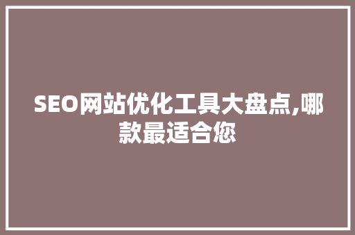 SEO网站优化工具大盘点,哪款最适合您