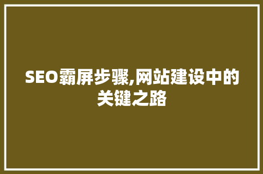 SEO霸屏步骤,网站建设中的关键之路