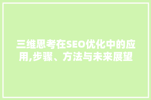三维思考在SEO优化中的应用,步骤、方法与未来展望