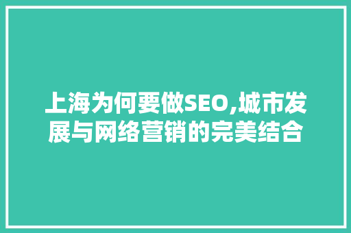 上海为何要做SEO,城市发展与网络营销的完美结合