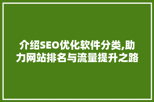 介绍SEO优化软件分类,助力网站排名与流量提升之路