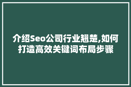 介绍Seo公司行业翘楚,如何打造高效关键词布局步骤