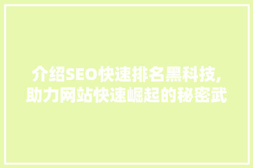 介绍SEO快速排名黑科技,助力网站快速崛起的秘密武器