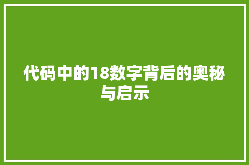 代码中的18数字背后的奥秘与启示