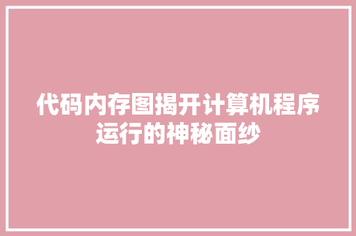 代码内存图揭开计算机程序运行的神秘面纱