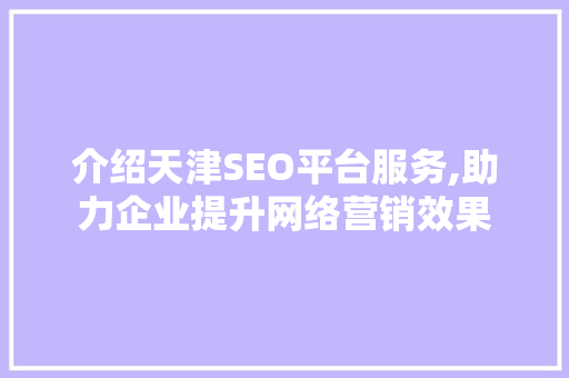 介绍天津SEO平台服务,助力企业提升网络营销效果