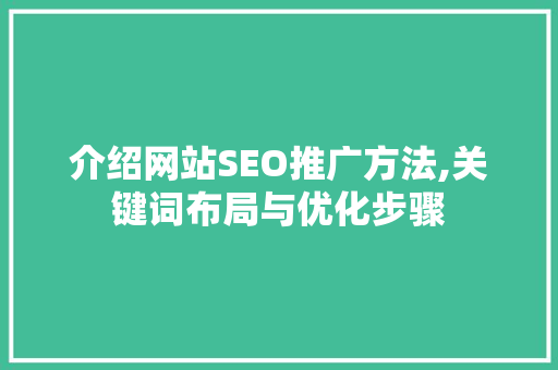 介绍网站SEO推广方法,关键词布局与优化步骤