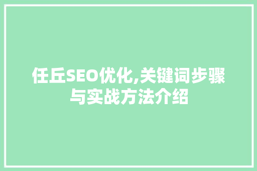 任丘SEO优化,关键词步骤与实战方法介绍
