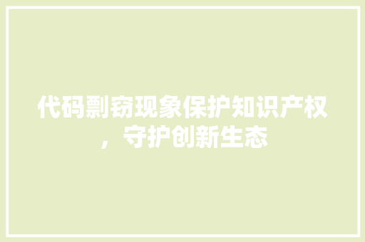 代码剽窃现象保护知识产权，守护创新生态