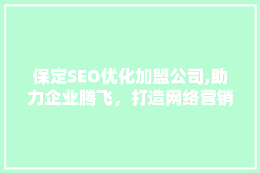 保定SEO优化加盟公司,助力企业腾飞，打造网络营销新格局