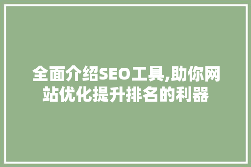 全面介绍SEO工具,助你网站优化提升排名的利器