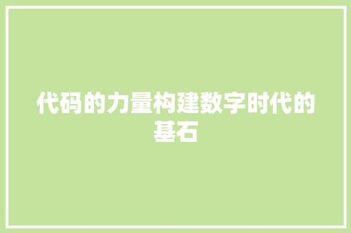 代码的力量构建数字时代的基石