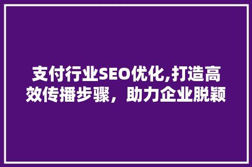 支付行业SEO优化,打造高效传播步骤，助力企业脱颖而出