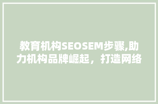 教育机构SEOSEM步骤,助力机构品牌崛起，打造网络营销新格局