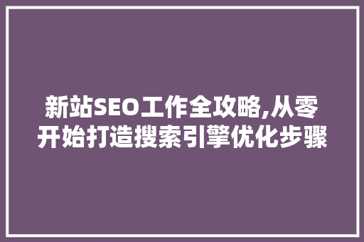 新站SEO工作全攻略,从零开始打造搜索引擎优化步骤