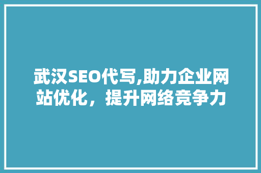 武汉SEO代写,助力企业网站优化，提升网络竞争力  第1张