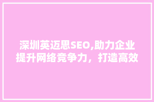 深圳英迈思SEO,助力企业提升网络竞争力，打造高效营销步骤