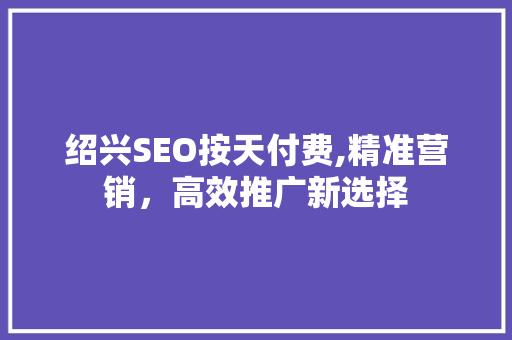 绍兴SEO按天付费,精准营销，高效推广新选择