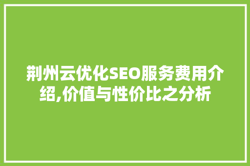 荆州云优化SEO服务费用介绍,价值与性价比之分析