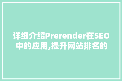 详细介绍Prerender在SEO中的应用,提升网站排名的利器