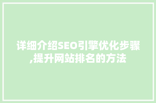 详细介绍SEO引擎优化步骤,提升网站排名的方法