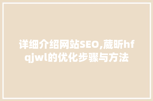 详细介绍网站SEO,葳昕hfqjwl的优化步骤与方法