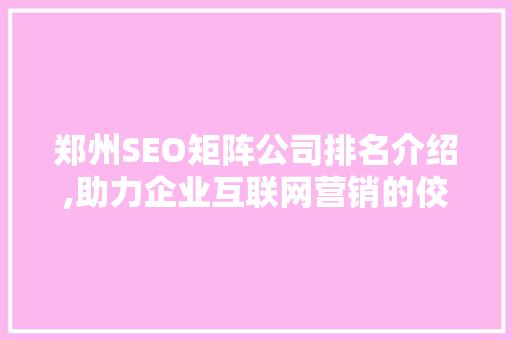 郑州SEO矩阵公司排名介绍,助力企业互联网营销的佼佼者  第1张