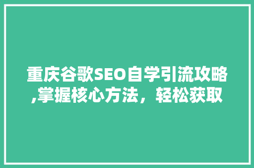 重庆谷歌SEO自学引流攻略,掌握核心方法，轻松获取流量