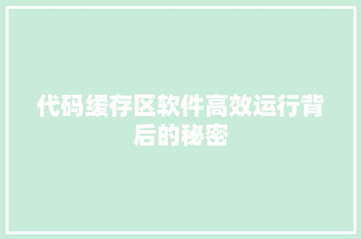 代码缓存区软件高效运行背后的秘密