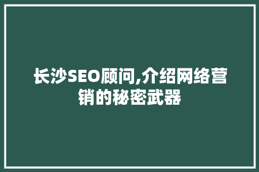 长沙SEO顾问,介绍网络营销的秘密武器