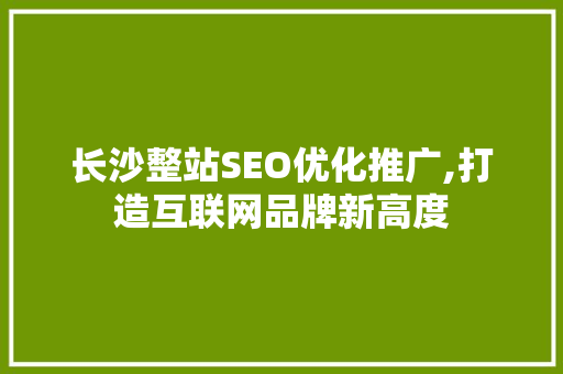 长沙整站SEO优化推广,打造互联网品牌新高度  第1张