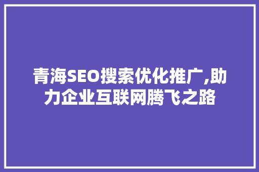 青海SEO搜索优化推广,助力企业互联网腾飞之路