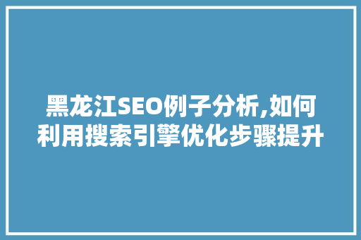 黑龙江SEO例子分析,如何利用搜索引擎优化步骤提升网站排名