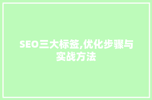SEO三大标签,优化步骤与实战方法