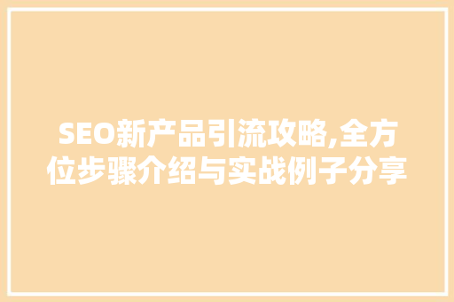 SEO新产品引流攻略,全方位步骤介绍与实战例子分享