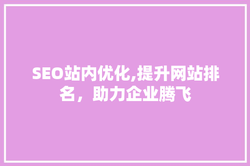 SEO站内优化,提升网站排名，助力企业腾飞  第1张