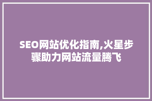 SEO网站优化指南,火星步骤助力网站流量腾飞