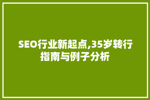SEO行业新起点,35岁转行指南与例子分析