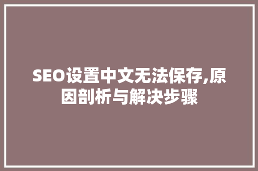 SEO设置中文无法保存,原因剖析与解决步骤