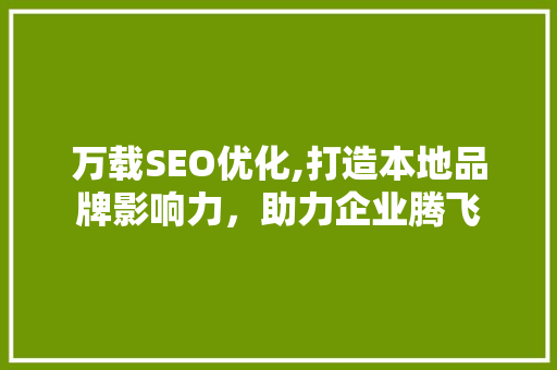 万载SEO优化,打造本地品牌影响力，助力企业腾飞