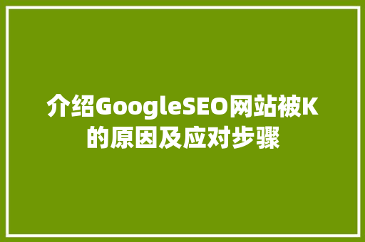 介绍GoogleSEO网站被K的原因及应对步骤