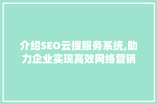 介绍SEO云搜服务系统,助力企业实现高效网络营销