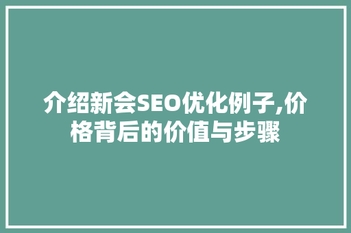 介绍新会SEO优化例子,价格背后的价值与步骤