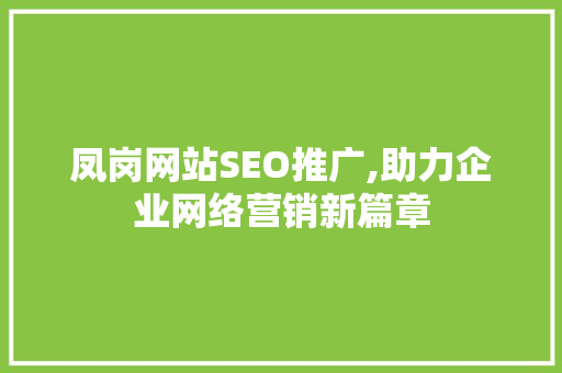 凤岗网站SEO推广,助力企业网络营销新篇章