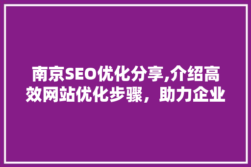 南京SEO优化分享,介绍高效网站优化步骤，助力企业互联网发展
