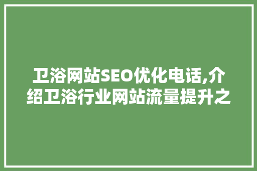 卫浴网站SEO优化电话,介绍卫浴行业网站流量提升之路