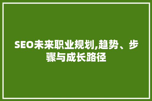 SEO未来职业规划,趋势、步骤与成长路径