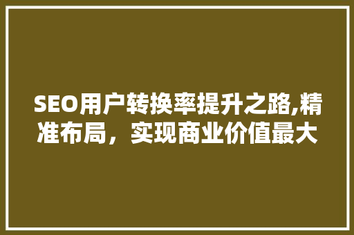 SEO用户转换率提升之路,精准布局，实现商业价值最大化