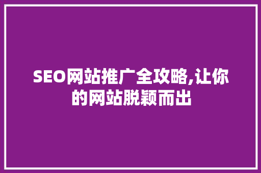 SEO网站推广全攻略,让你的网站脱颖而出  第1张