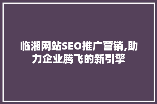 临湘网站SEO推广营销,助力企业腾飞的新引擎